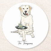 English Cream Golden Retriever  Wedding  Ronde Kartonnen Onderzetter (Voorkant)