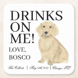 English Cream Teckel Hond Trouwen Kartonnen Onderzetters