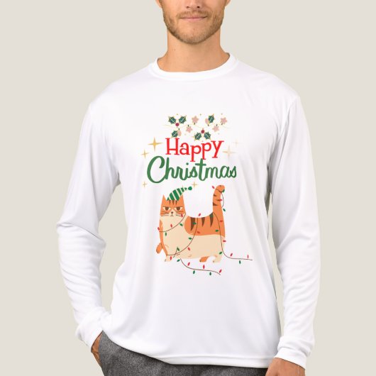 English: Cute Cat Lover 'Happy Christmas Tri-Blend Shirt (Voorkant volledig)