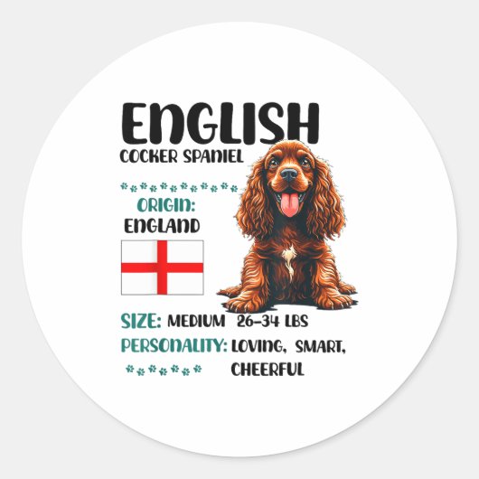 English Er Spaniel Origin Funny Er Spaniel Lover  Ronde Sticker (Voorkant)
