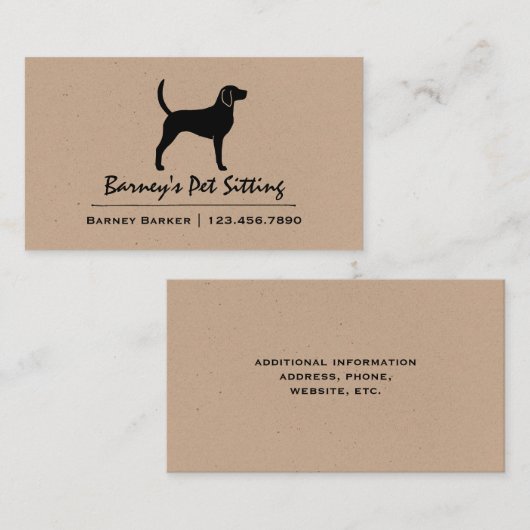 English Foxhound Silhouette | HONDENRAS Visitekaartje (Voorkant / Achterkant)