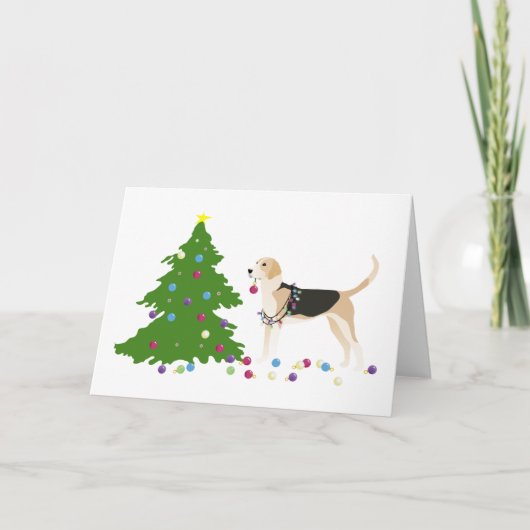English Foxhound Silhouette kerstdesign Feestdagen Kaart (Voorkant)