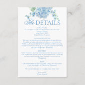 English Garden Blue Hydrangea Wedding Details Informatiekaartje (Voorkant)
