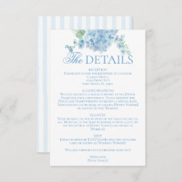 English Garden Blue Hydrangea Wedding Details Informatiekaartje