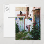 English Garden Hollyhocks en Flowers Briefkaart (Voorkant / Achterkant)