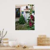 English Garden Hollyhocks en Flowers Poster (Keuken)