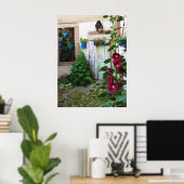 English Garden Hollyhocks en Flowers Poster (Thuiskantoor)