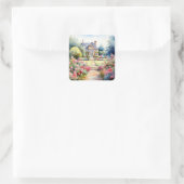 English Garden Landscape Vierkante Sticker (Tas)
