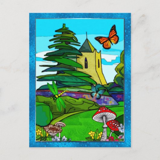 English Garden Whimsical Folk Art Briefkaart (Voorkant)