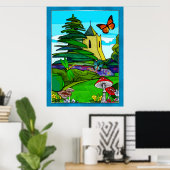 English Garden Whimsical Folk Art Poster (Thuiskantoor)