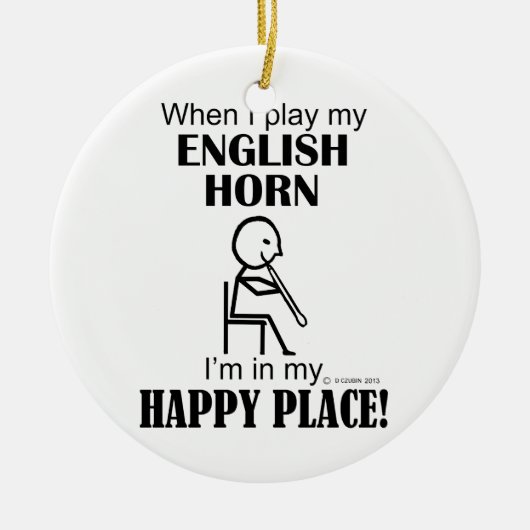 English Horn Happy Place Keramisch Ornament (Voorkant)