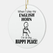 English Horn Happy Place Keramisch Ornament (Links)