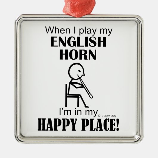 English Horn Happy Place Metalen Ornament (Voorkant)