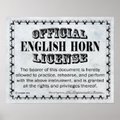 English Horn Licence Poster (Voorkant)