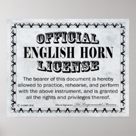 English Horn Licence Poster