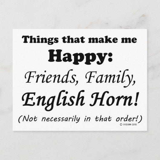 English Horn maakt me gelukkig Briefkaart (Voorkant)