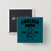 English Horn Play Boy Vierkante Button 5,1 Cm (Voorkant /achterkant)