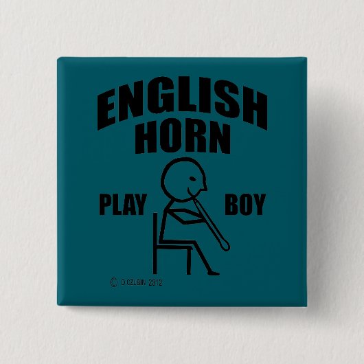 English Horn Play Boy Vierkante Button 5,1 Cm (Voorkant)