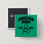English Horn Play Girl Vierkante Button 5,1 Cm (Voorkant /achterkant)