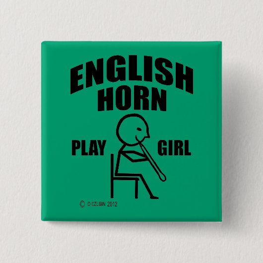 English Horn Play Girl Vierkante Button 5,1 Cm (Voorkant)