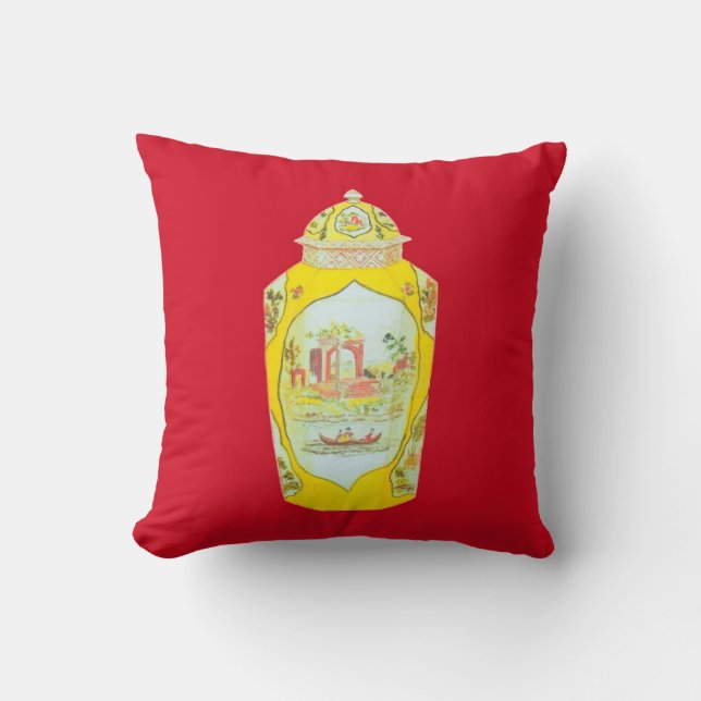 ENGLISH JAR PILLOW RED KUSSEN (Voorkant)