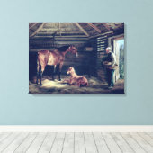 English Mare with her Foals, 1833 Canvas Afdruk (Insitu (Houten vloer))