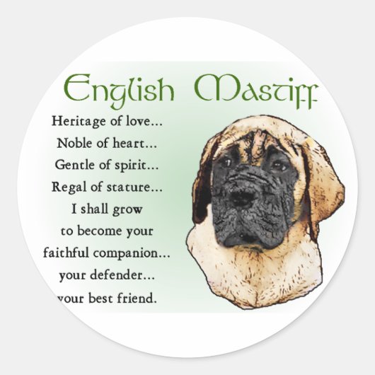 English Mastiff Art Gifts Ronde Sticker (Voorkant)