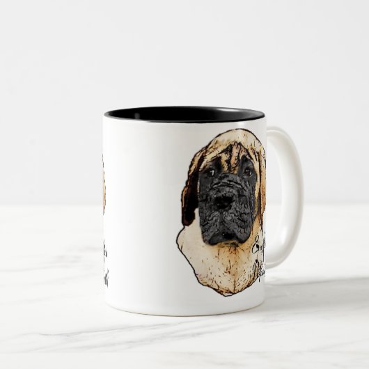 English Mastiff Art Gifts Tweekleurige Koffiemok (Voorkant rechts)