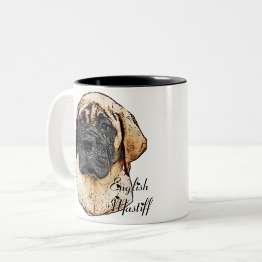 English Mastiff Art Gifts Tweekleurige Koffiemok (Voorkant links)