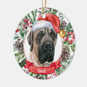 English Mastiff Custom Santa Hat Dog Ornament (Links)