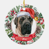 English Mastiff Custom Santa Hat Dog Ornament (Achterkant)