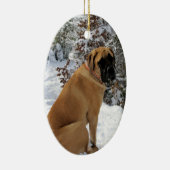 English Mastiff dog "Snow Pose" foto Keramisch Ornament (Rechts)