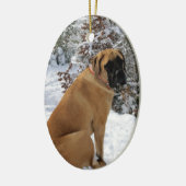 English Mastiff dog "Snow Pose" foto Keramisch Ornament (Links)