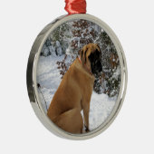 English Mastiff dog "Snow Pose" foto Metalen Ornament (Rechts)