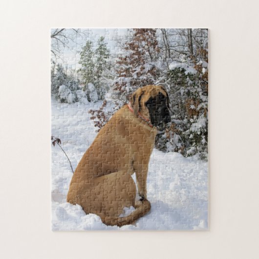 English Mastiff dog "Snow Pose"-fotopuzzel Legpuzzel (Verticaal)