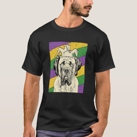 English Mastiff Jester Mardi Gras Dog Mom or Dad T-shirt (Voorkant)
