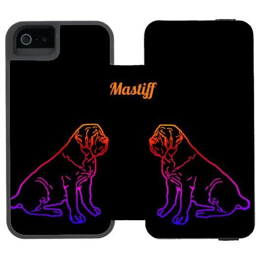 English Mastiff Neon englische Dogge Incipio iPhone Portemonnee Hoesje (Agenda Open)