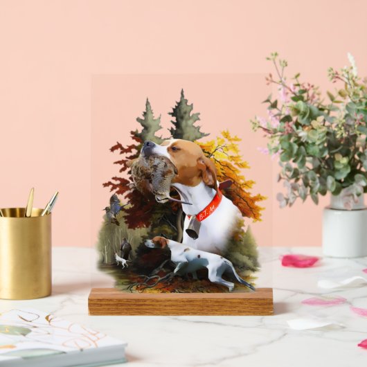 English Pointer  Acryl Bord (Huwelijk)