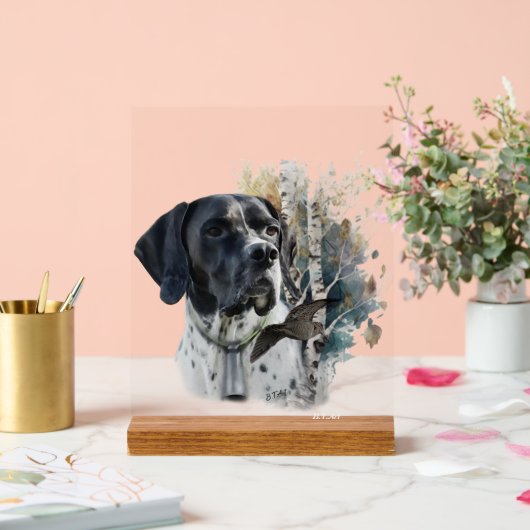 English Pointer  Acryl Bord (Huwelijk)