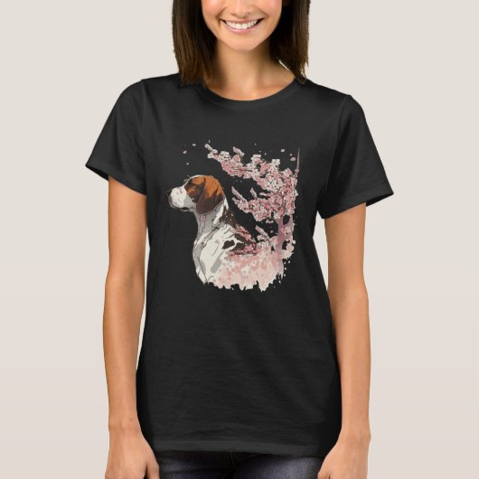 English Pointer Cherry Blossom Dog Breed Japanese  T-shirt (Voorkant)