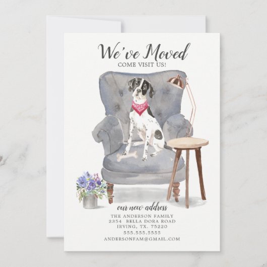 English Pointer Dog | Verplaatsingsaankondiging Aankondiging (Voorkant)