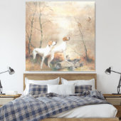 English Pointer jaagt op de fazanten Canvas Afdruk (Insitu (Slaapkamer))