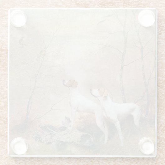 English Pointer jaagt op de fazanten Glazen Onderzetter (Achterkant)