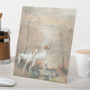 English Pointer jaagt op de fazanten Reclamebord Met Voetstuk