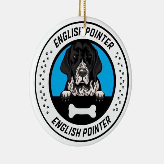English Pointer Peeking Illustration Badge Keramisch Ornament (Rechts)