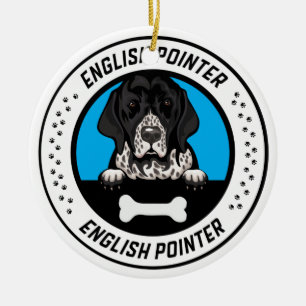 English Pointer Peeking Illustration Badge Keramisch Ornament