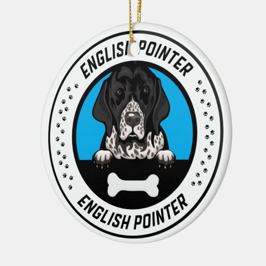 English Pointer Peeking Illustration Badge Keramisch Ornament (Links)