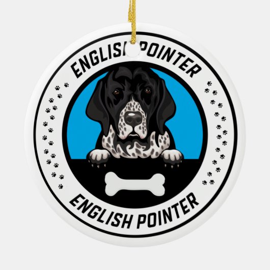 English Pointer Peeking Illustration Badge Keramisch Ornament (Achterkant)