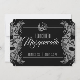 ENGLISH quinceañera MASQUERADE zwart wit ticket Kaart