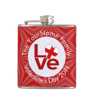 English Red LOVE Flag gepersonaliseerd Heupfles